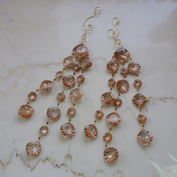 Other - Set of 2 Glamorous Big Champagne Chandelier Acrylic Crystal Christmas Ornaments